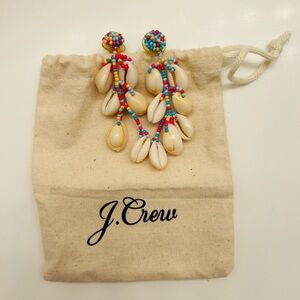 J. Crew Cream Shell Earrings with Colorful Beads